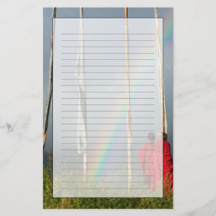 Bhutan, Gangtey village, Rainbow over two monks Stationery