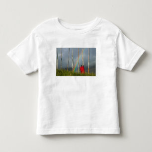 Bhutan, Gangtey village, Rainbow over two monks Toddler T-Shirt