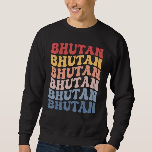 Bhutan Groovy Retro Bhutanese Sweatshirt (Front)