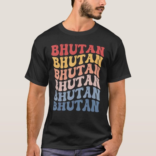 Bhutan Groovy Retro Bhutanese T-Shirt (Front)