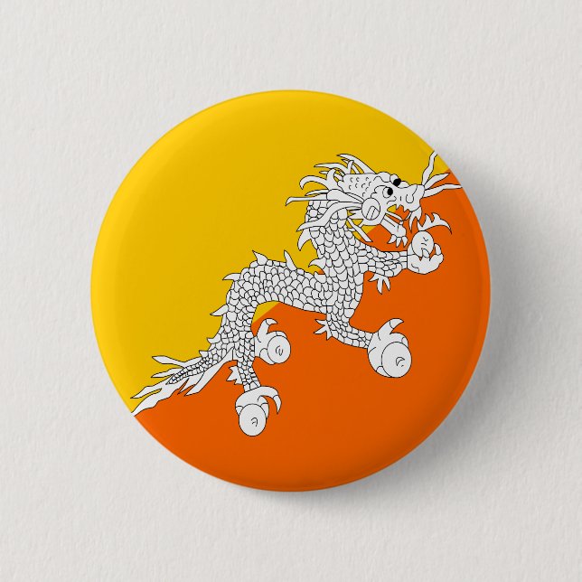 Bhutan High quality Flag 6 Cm Round Badge (Front)