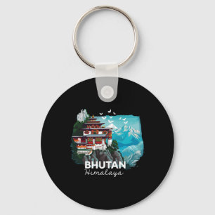Bhutan Himalaya Temple Bhutanese Hiking Costume  Key Ring