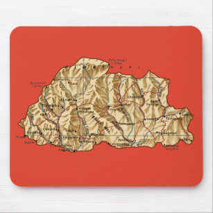 Bhutan Map Mousepad