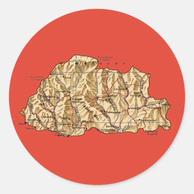 Bhutan Map Sticker (Front)