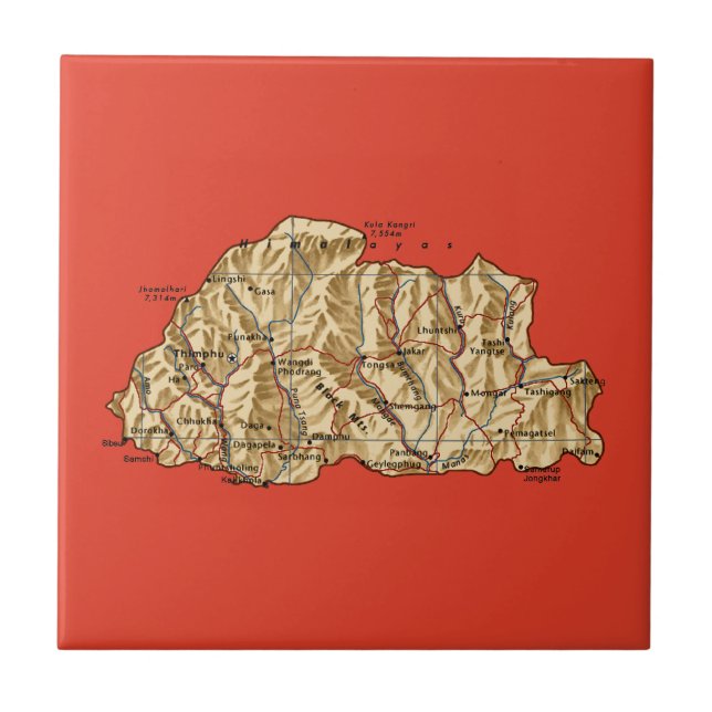 Bhutan Map Tile (Front)