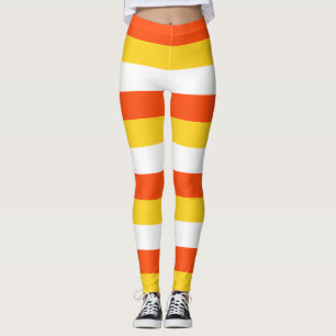 Bhutan National Flag Colours Horizontal Striped Leggings