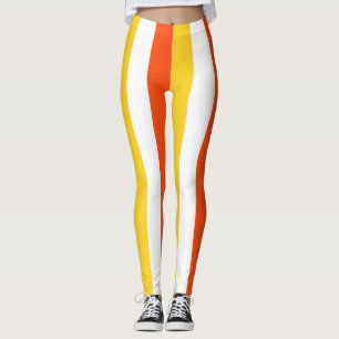 Bhutan National Flag Colours Vertical Striped Leggings