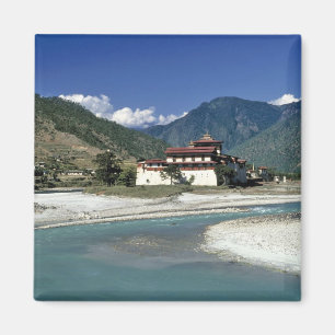 Bhutan, Punaka. The Mo Chhu River flows past Magnet