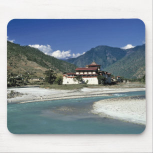 Bhutan, Punaka. The Mo Chhu River flows past Mouse Pad