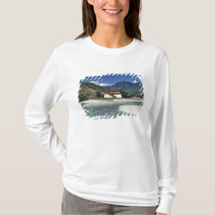 Bhutan, Punaka. The Mo Chhu River flows past T-Shirt