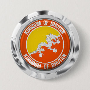 Bhutan Round Emblem 7.5 Cm Round Badge
