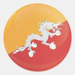 Bhutan  Round Icon Flag Classic Round Sticker