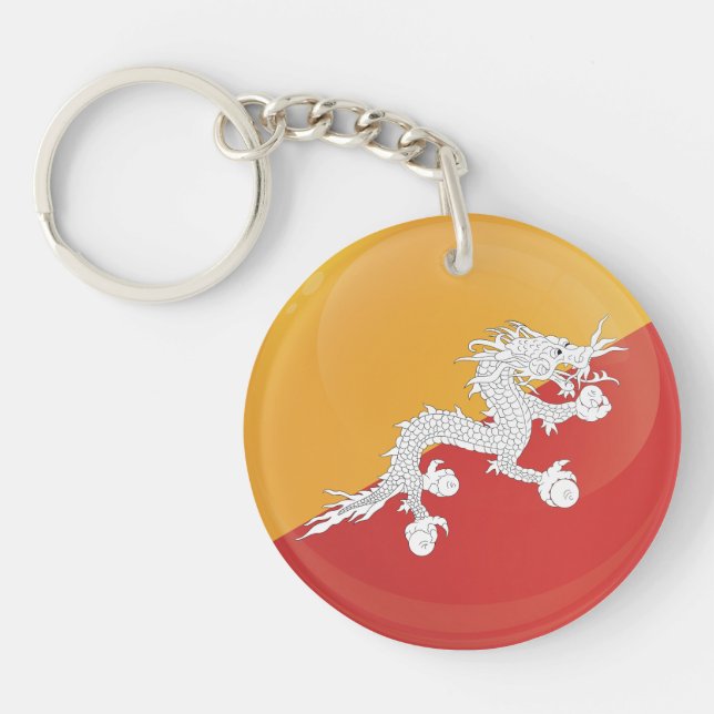 Bhutan  Round Icon Flag Key Ring (Front)