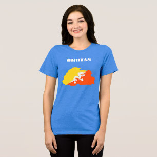 BHUTAN Special Customisable Blue Tourist Tri-Blend Shirt