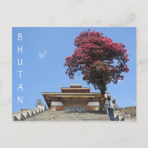 bhutan temple tree postcard