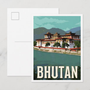 Bhutan Vintage Art Travel Postcard