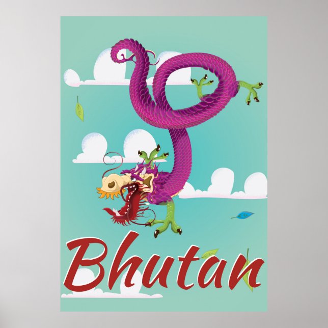 Bhutan Vintage Travel poster (Front)