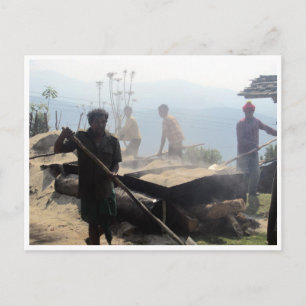 bhutan workers postcard