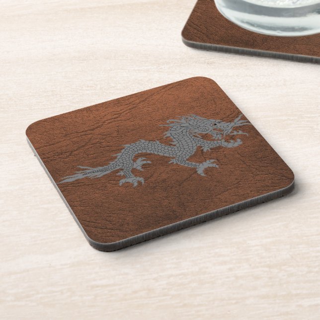 Bhutanese Dragon on Leather Coaster (Left Side)