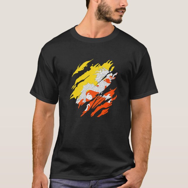 Bhutanese Flag Bhutan T-Shirt (Front)