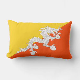 Bhutanese Flag (Bhutan) (Thunder Dragon) Lumbar Cushion