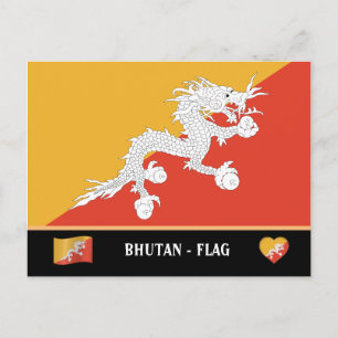 Bhutanese Flag & Bhutanese country / Bhutan dragon Postcard