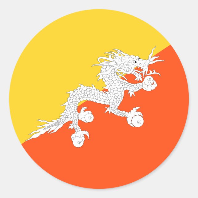 Bhutanese Flag, Flag of Bhutan Classic Round Sticker (Front)