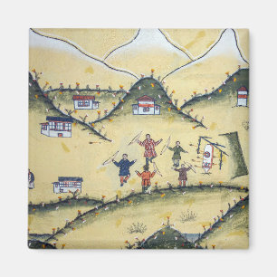 Bhutanese house with archery paintings - Bhutan Magnet