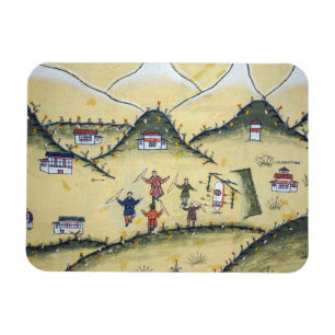 Bhutanese house with archery paintings - Bhutan Magnet