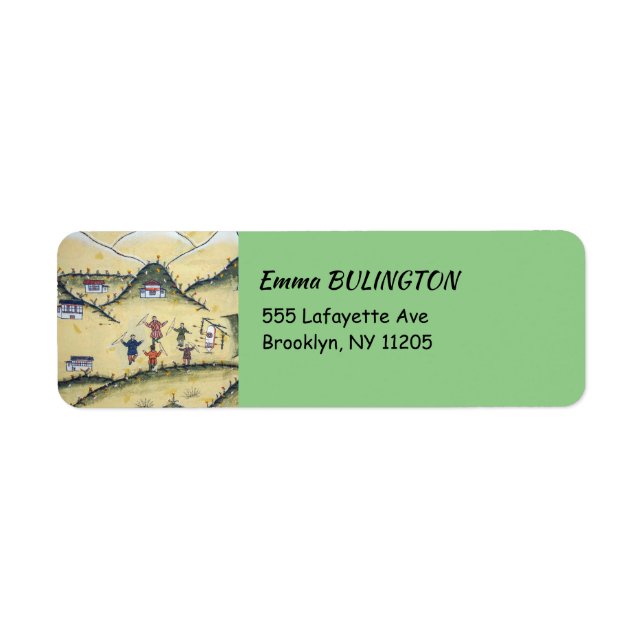 Bhutanese house with archery paintings - Bhutan Return Address Label (Front)