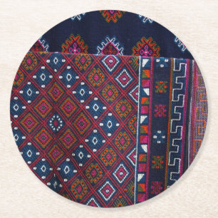 Bhutanese Rugs Round Paper Coaster