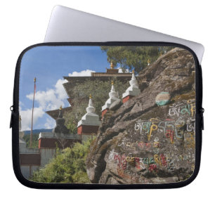 Bhutanese writing on rocks and Nepalese chortens Laptop Sleeve