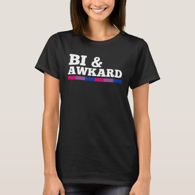 Bi And Awkward Bisexual Pride Flag Minimalist Styl T-Shirt (Front)
