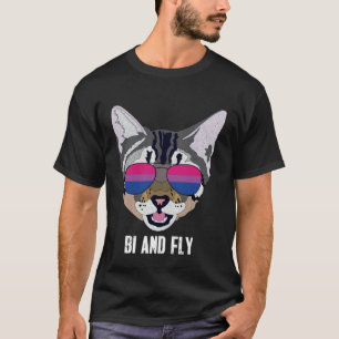 Bi and Fly Funny Cat Bisexual Bi Pride T-Shirt