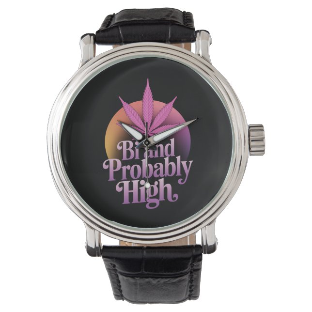 Bi And Probably High Bisexual Pride Flag LGBT Weed Watch (Front)