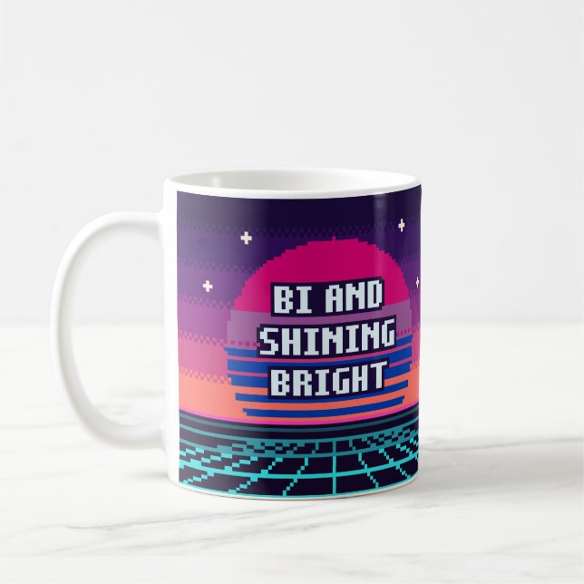 Bi And Shining Bright Pride Pixel Mug (Left)