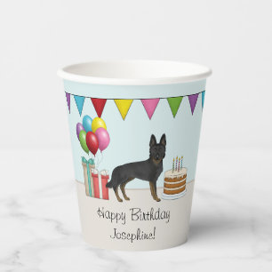 Bi-Black German Shepherd Colourful Happy Birthday Paper Cups