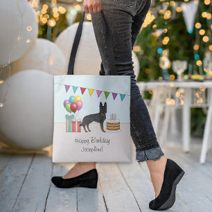 Bi-Black German Shepherd Colourful Happy Birthday Tote Bag