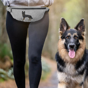 Bi-Black German Shepherd Cute Cartoon Dog Grey Bum Bags