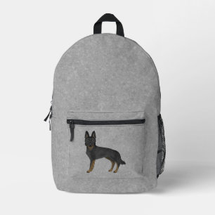 Bi-Black German Shepherd Cute Cartoon Dog On Grey Printed Backpack