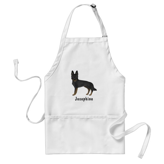 Bi-Black German Shepherd Cute Dog With Custom Name Standard Apron (Front)
