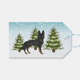 Bi-Black German Shepherd Dog Blue Winter Christmas Gift Tags