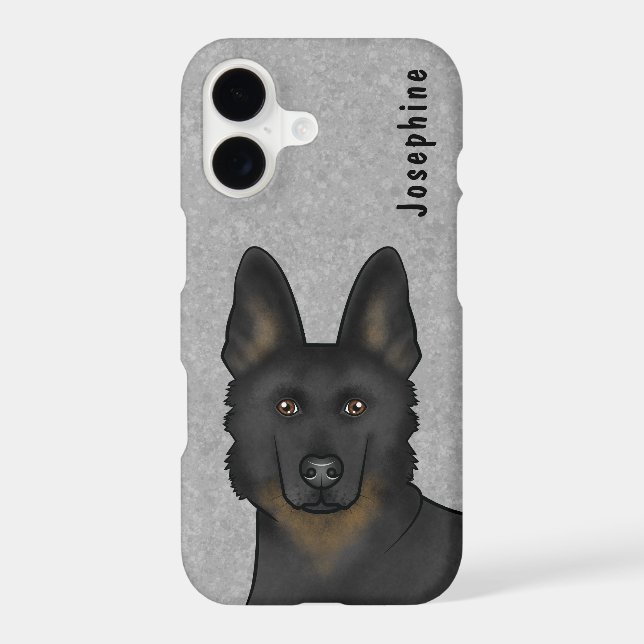Bi-Black German Shepherd Dog Head And Custom Name (Back)