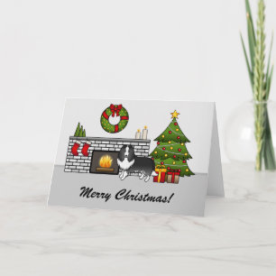 Bi-Black Sheltie Dog In A Christmas Room & Text Card