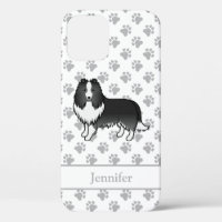 Bi-Black Shetland Sheepdog Cartoon Dog & Name