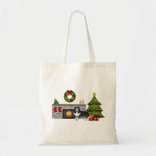Bi-Black Shetland Sheepdog Dog In A Festive Room Tote Bag