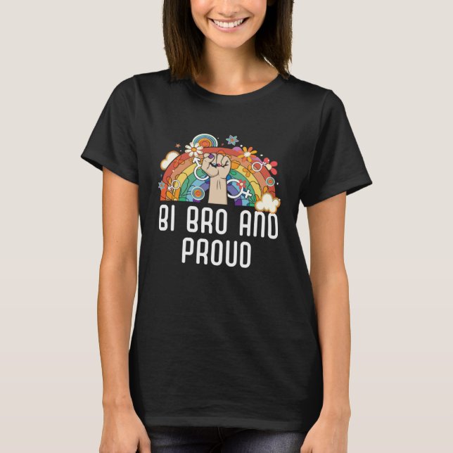 Bi Bro And Proud Bisexual Rainbow Pride Bisexualit T-Shirt (Front)