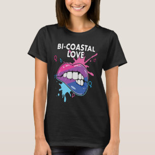Bi Coastal Love Bisexual Rainbow Pride Bisexuality T-Shirt