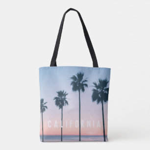 Bi-Coastal New York California Pink Blue Sunset Tote Bag