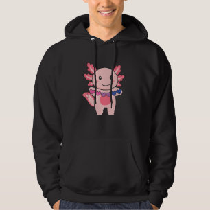 Bi Flag No Gender Pride Lgbtq Axolotl Hoodie